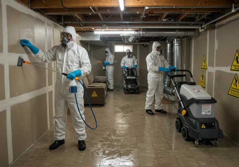 Basement Moisture Removal and Structural Drying process in Hudson, TX